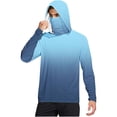 thumbnail image 2 of Wrtxtat Men's Sun Protection Hoodie UPF 50+ Fishing Hiking Shirt Long Sleeve SPF UV Shirt Rash Guard Lightweight Thin with Mesh Face Mask Light Blue#02 XL, 2 of 7