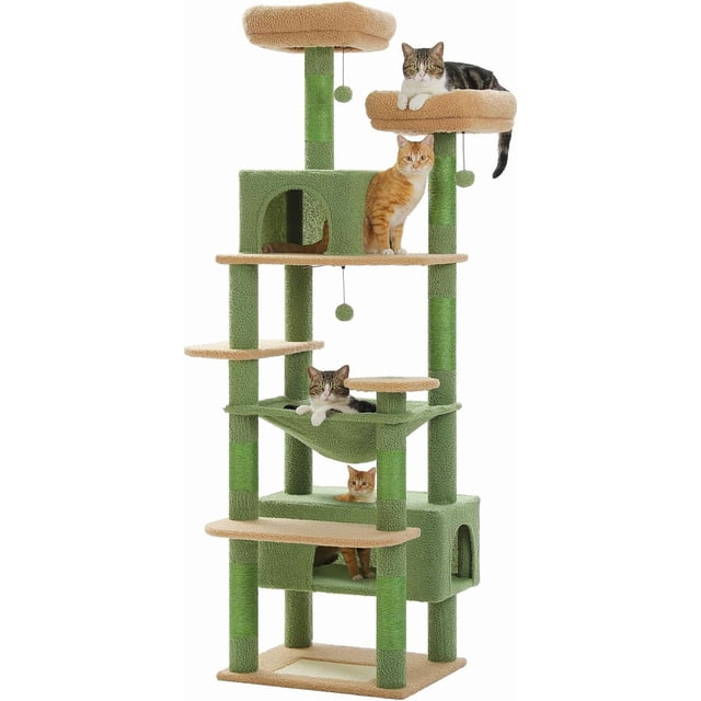 Large Cat Tree cm Cat Tower for Large Cats Cat Condo with Sisal-Cove Scratching Posts and Pads Padded Perch Dual Condo and Basket for Indoor Cats-Grey Small