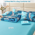 thumbnail image 3 of ZXJMHJ Full Size Teal Comforter Set,6 Pcs Gradient Watercolor Marble Pattern Bedding Set, Retro Artwork Style Aesthetic Bed Set for Adult, 3 of 9