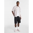 thumbnail image 2 of No Boundaries Textured Plaid Button Front Shirt with Short Sleeves, Men's XS-5XL, 2 of 5