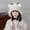 White, variant on SuTry Kids Solid Color Knit Beanie with Cute Antlers Warm Plush Fleece-Lined Winter Hat for Christmas Holiday Headwear(Black,4-10 Years)