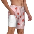 thumbnail image 3 of Picia Hand Drawn Strawberry pattern Mens Swim Trunks with Compression Liner Stretch Beach Shorts Quick Dry with Zipper Pockets No-Chafing Board Shorts-Medium, 3 of 9