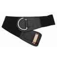 thumbnail image 5 of New Women Belt Black Faux Leather Elastic Gold Hook Buckle, 5 of 8