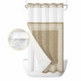 thumbnail image 2 of Cream Greek Key No Hook Shower Curtain Waterproof, Bathroom Curtains with Snap in Liners and See Through Top Window, Geometric Greece Ancient Rustic Hotel Style Bathtub Curtains Shower 54"Wx78"L, 2 of 8