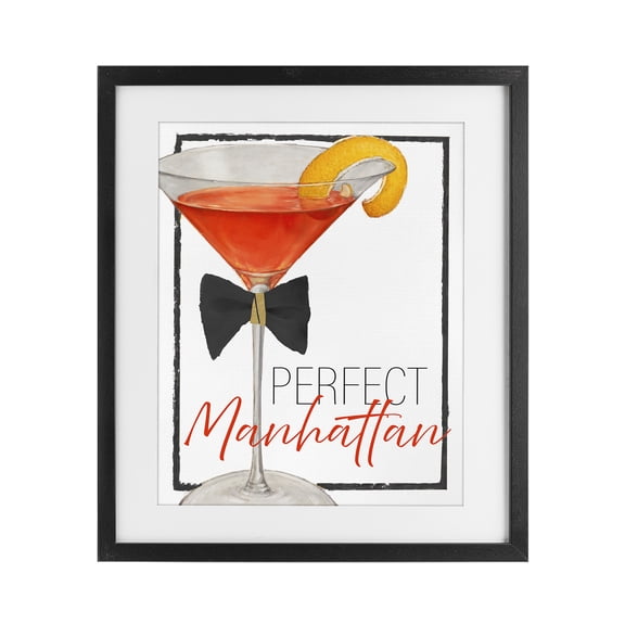 Stupell Industries Contemporary Perfect Manhattan Cocktail Black Framed Print Under Glass, 13 x 16, by Lorenzo Collective
