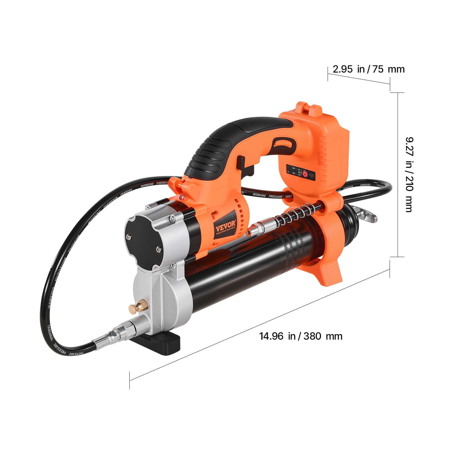 VEVOR Cordless Grease Gun, 8000 PSI Max Pressure, Electric Grease Gun with LED Light & 35.4-inch Long Hose, Compatible with 18V Makita Batteries, Suitable for Greasing Vehicles or Machines(Tool Only)
