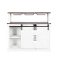 thumbnail image 4 of Farmhouse Coffee Bar Cabinet, 47" Wine Bar Cabinet w/Sliding Barn Door & Wine and Glass Rack, Kitchen Buffet Cabinet w/Storage Shelves for Dining Room, Antique White, 4 of 7