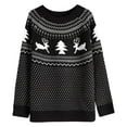thumbnail image 6 of Women Christmas Outfit Elegant Fair Isle Knit Pullover Sweater for Women Cozy Winter Wear Soft Yarn Comfortable Loose Fit Casual Turtleneck Top Cold Weather Fashion Black XL, 6 of 6