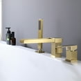 thumbnail image 3 of Bathroom Brass Roman Tub Filler, Dual Handle Deck Mounted Waterfall Tub Filler with Hand Shower, 3 of 5