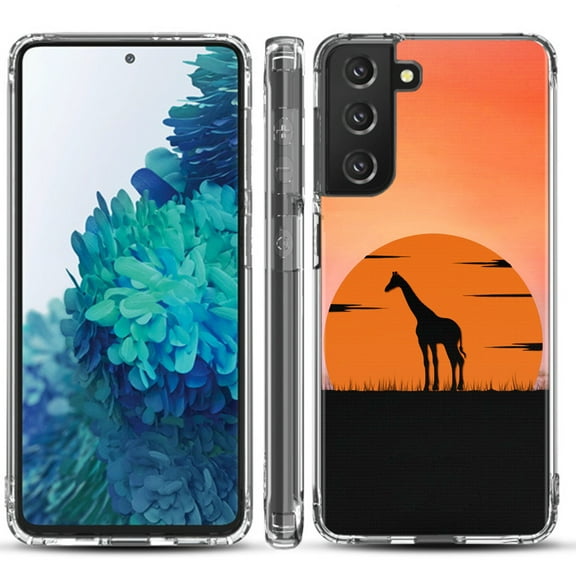 Shockproof Hybrid Bumper Phone Case for Samsung galaxy S21  5G / S21 Plus 5G, by OneToughShield ® - Sunset Giraffe