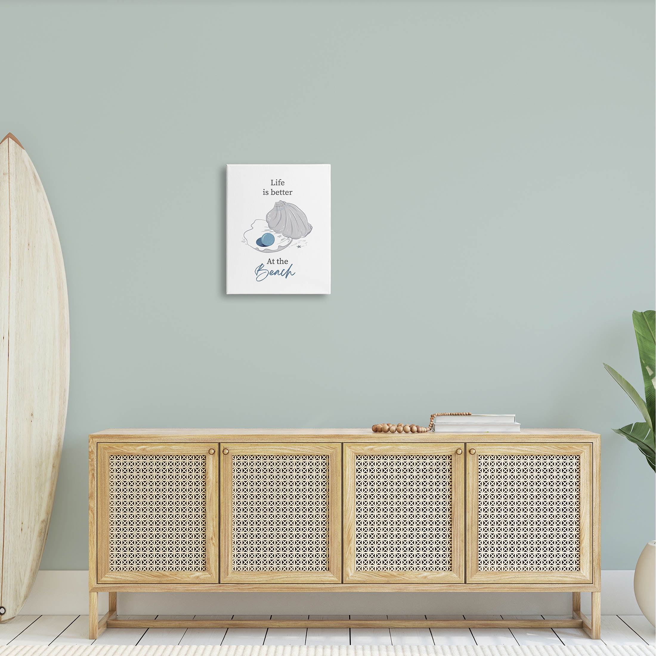 Life Better At Beach Clam Pearl Animals & Insects Graphic Art Gallery Wrapped Canvas Print Wall Art
