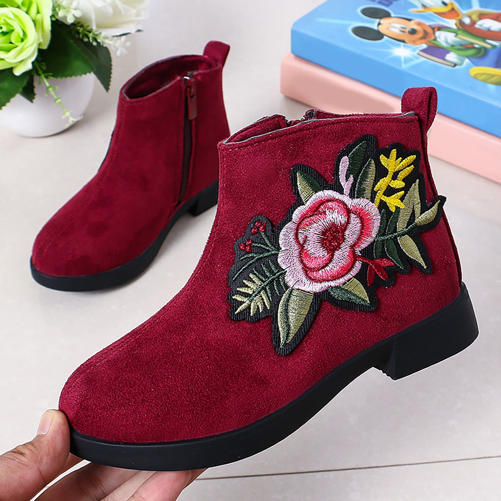 Bottines Courtes Pour Filles – Mode Couleur Unie, Antidérapantes, Respirantes, Talon Plat (2,5 Cm)