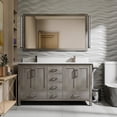 thumbnail image 2 of Jacques 60" W Distressed Grey Double Vanity, Cultured Marble Top, Faucet Set, & 58" Mirror, 2 of 8