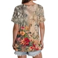 thumbnail image 2 of Cilsoka Blouses for Women Dressy Casual Short Sleeve, Womens Summer Tops Dressy Casual Short Sleeve Henley V Neck T Shirts Trendy Boho Floral Tunic Blouses Cute Flowy Tees, 2 of 3