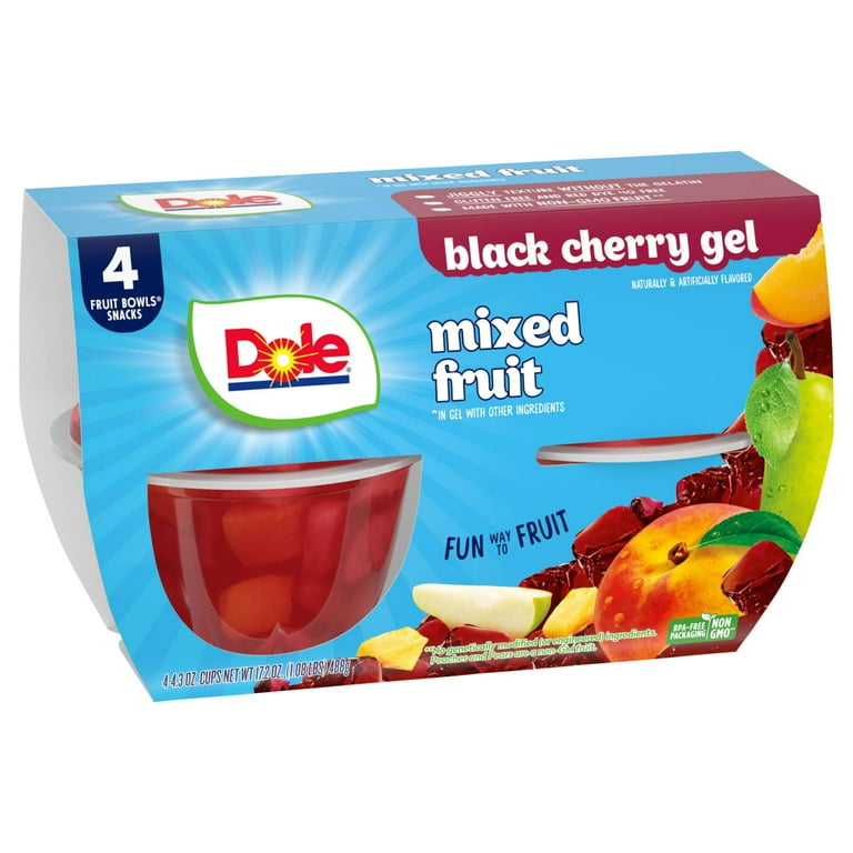 2 pack) Dole Fruit Bowls Mixed Fruit in Black Cherry Gel, 4.3 oz