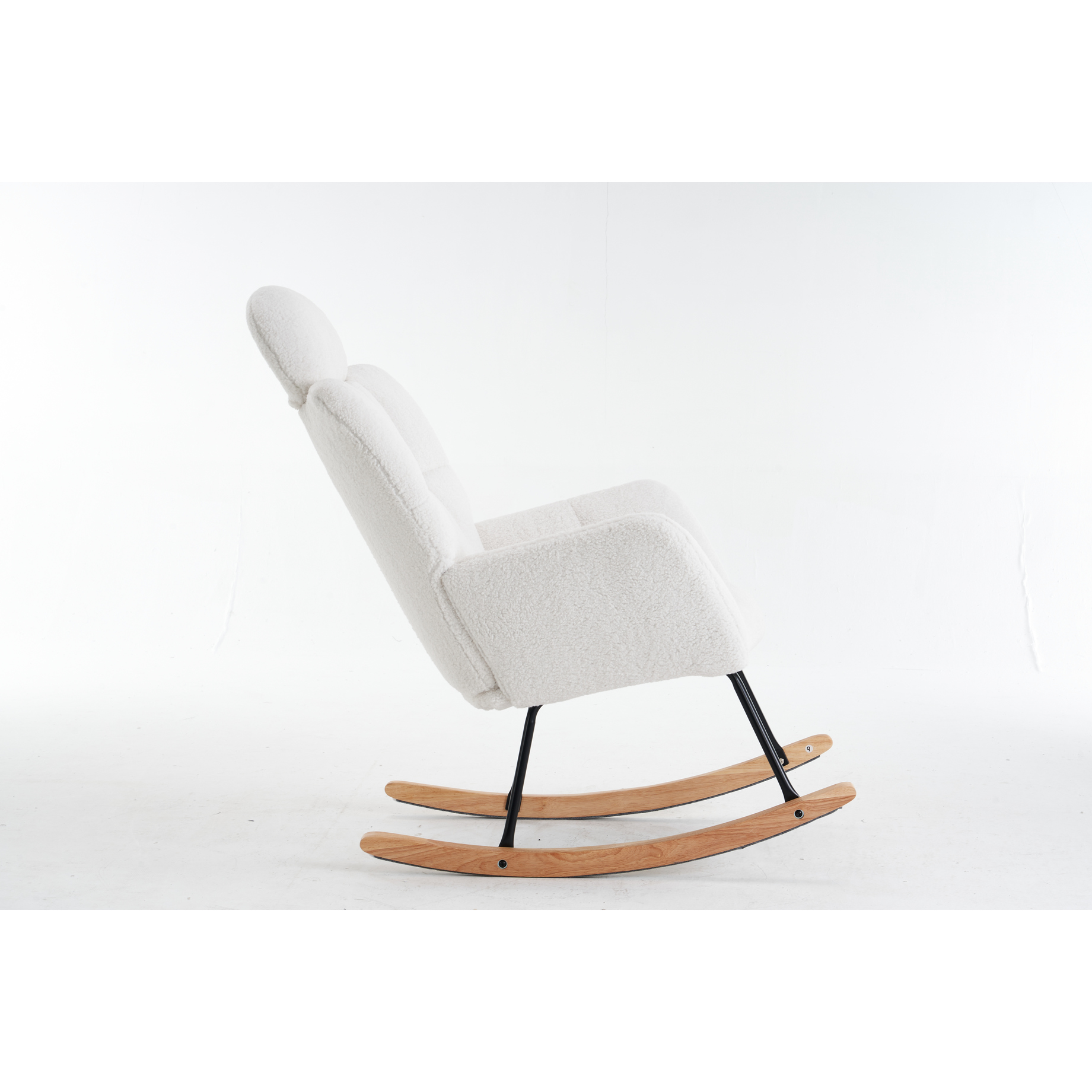Mid Century Modern Nursery Rocking Chair, High Fabric Upholstered For Living Room, Bedroom Accent Glider With Bedroom,