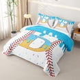 thumbnail image 3 of meiyoeat Ice Cream Baseball Letter D Bed Spread Queen for Boys Girls, Blue Yellow Waffle Drip Queen Coverlet Set, 3-Piece, 3 of 7