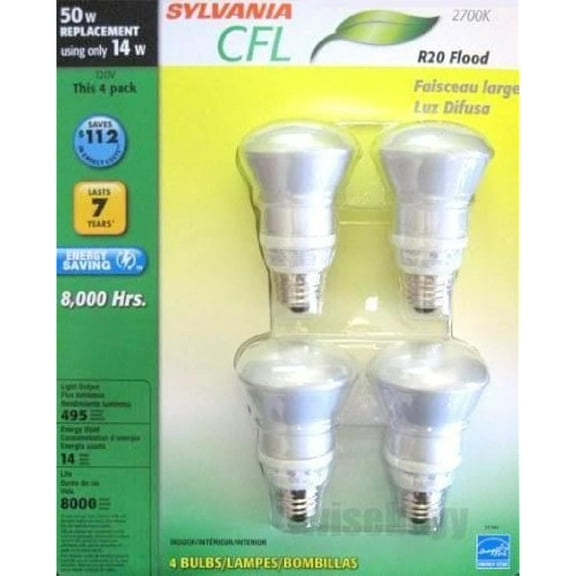 Sylvania14-watt Compact Fluorescent Lamp with R20 Reflector, 4 Pack, Warm White