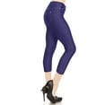 thumbnail image 2 of Women's Comfy Stretchy Slim Fit Cropped Pockets Button Solid Capri Pants S-3XL, 2 of 3