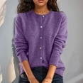 thumbnail image 6 of Huankd Women's Cardigan Sweater Long Sleeve Crewneck Basic Classic Casual Button Down Knit Soft Lightweight Top Purple 2XL, 6 of 6