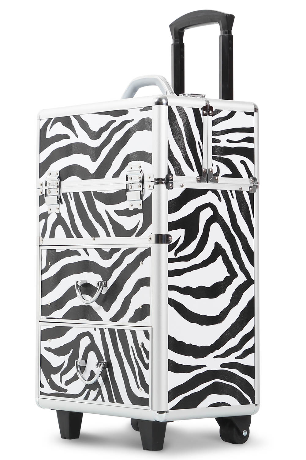 Professional Rolling Makeup Train Case with Drawers, Large Cosmetic