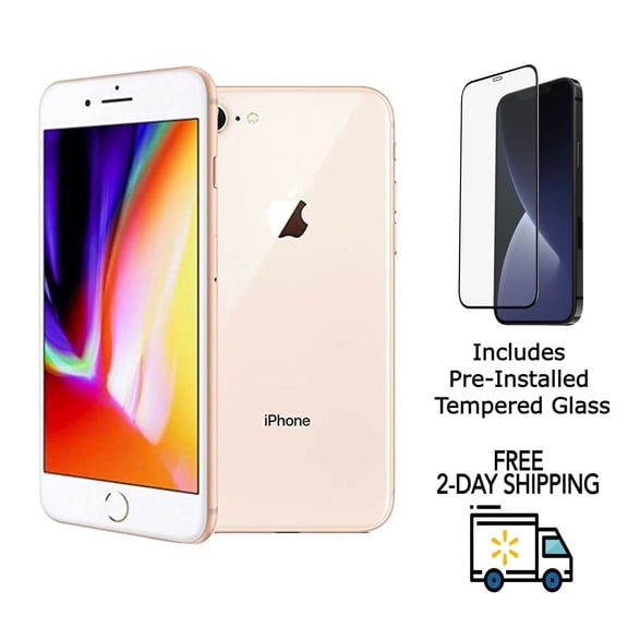 Pre-Owned Apple iPhone 8 A1905 (GSM Unlocked) 128GB Gold (Grade C) w/ Pre-Installed Tempered Glass