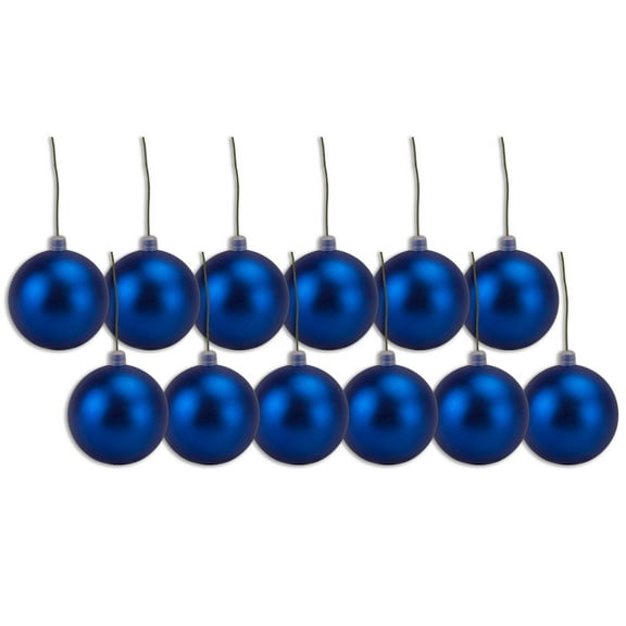 12 Pack 100mm 4" Blue Matte Ball Ornament with Wire
