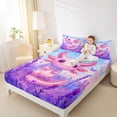 thumbnail image 4 of Homewish Cute Cartoon Axolotl Twin Sheet Sets,Flower Butterflies Pattern Twin Fitted Sheet,Purple Floral Pink Salamander Flat Sheet For Girls Kids,Luxury Bedroom Decor,3-Piece, 4 of 7