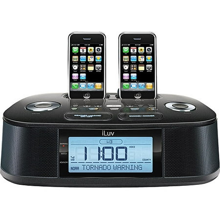 iLuv Dual Alarm Clock Radio w/ Dual Dock for iPod/iPhone ...