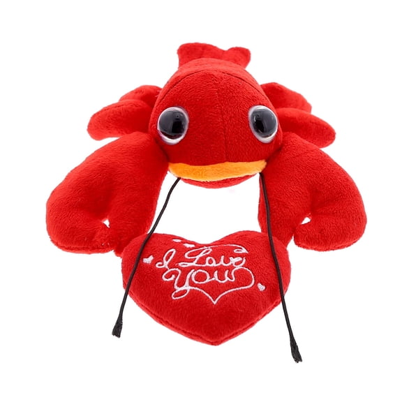 DolliBu I Love You Heart Big Eye Red Lobster Plush - 6 inches