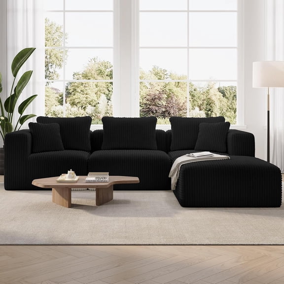 Novilla 106" Modular Sectional Sofa, Modern Cloud Sectional Couch with Smarts Coil™ Support, L-Shape Boneless Couch for Living Room Apartments Bedroom, No Assembly Required (3 Seater   1 Ottoman)