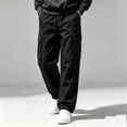 thumbnail image 4 of DYTTDG Men’s Drawstring Cargo Pants, Elastic Waist Full Length Straight Leg Trousers with Multi Pockets, Solid Color Casual Wear for Daily Walking & Outdoor, 4 of 8
