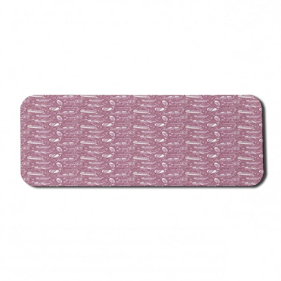 Colorful Computer Mouse Pad, Baby Pattern with Transportation Elements Children Play Theme, Rectangle Non-Slip Rubber Mousepad Large, 31" x 12" Gaming Size, Dried Rose Baby Pink, by Ambesonne