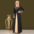 thumbnail image 4 of Elegant Printed Muslim Dresses Abayas Robe Patchwork with Button for Womens, 4 of 12