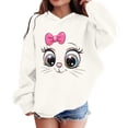 thumbnail image 6 of Byoo Little Girl Hoodie Oversized Cartoon Cat Printed Long Sleeved Hooded Top Casual Pullover Sweatshirt Outerwear, 6 of 6