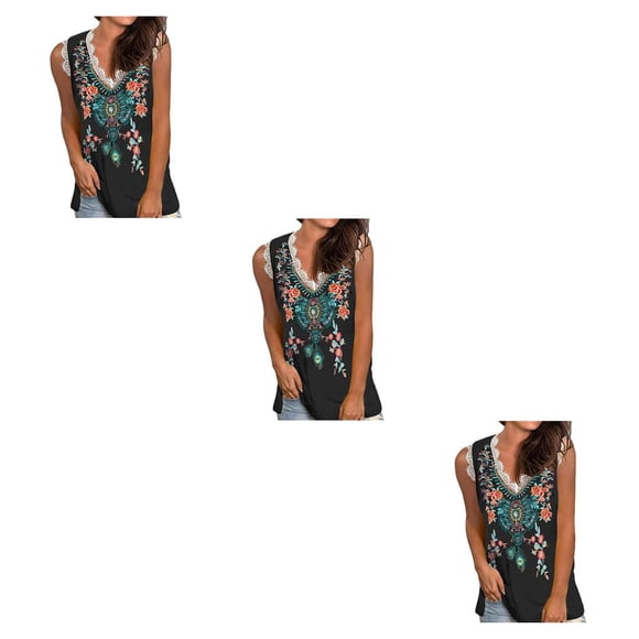 Minnieouse Chaleco de algodón con cuello en V para mujer, camiseta sin mangas holgada de encaje informal, camiseta de verano para Type1 NO1