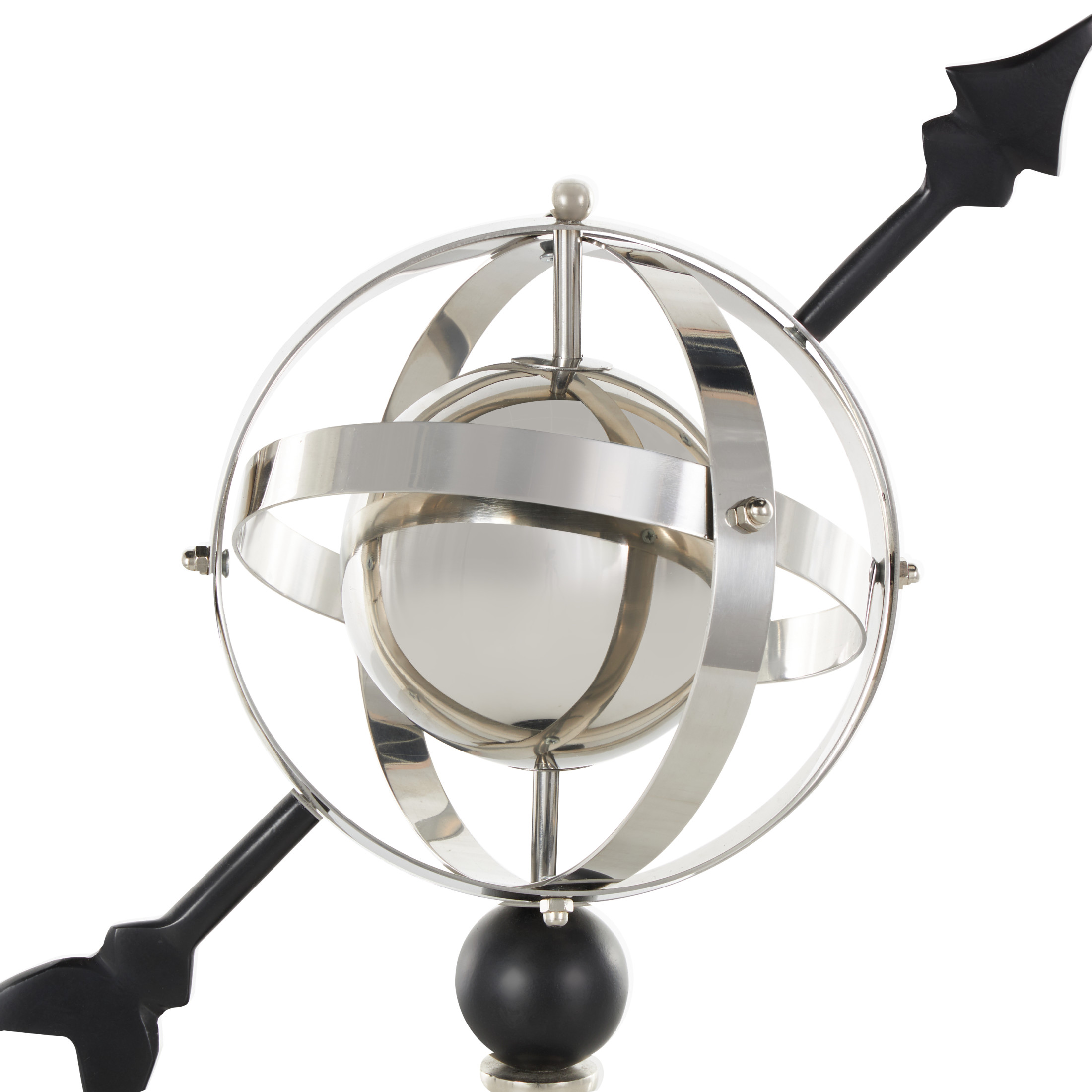 DecMode 12" Black Armillary Globe with Black Round Base