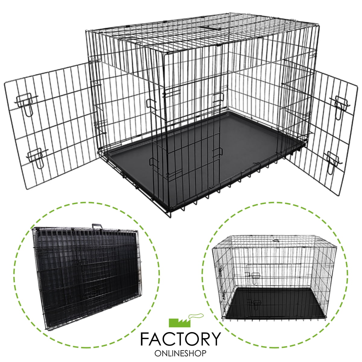 Removable & Washable Pan Tray iMounTEK Folding Metal Pet Dog Puppy Cat Cage Crate Kennel W/Tray 2 Doors Wire Cage for Training Rust Resistant Quick Assembly 