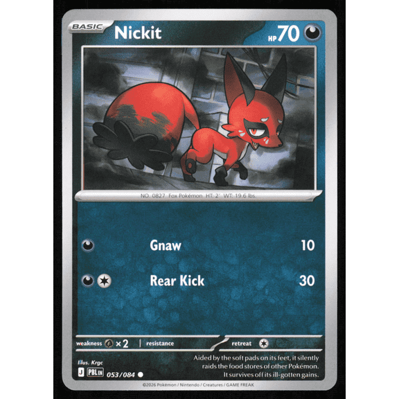 2026 Pokémon Nickit Pitch Black #53/84 English Trading Card