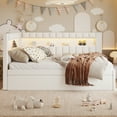 thumbnail image 2 of Euroco Upholstered Twin Size Daybed with Trundle, USB Charging Station and LED Light, White, 2 of 11