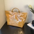 thumbnail image 4 of Bolso Mano PVC Bolso Mano Gran Capacidad Bolso Compras para Mujer (marrón), 4 of 7