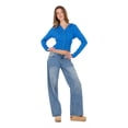 thumbnail image 2 of Forever 21 Women's Bright Blue Hooded Cable Knit Cardigan Sweater, L, 2 of 7