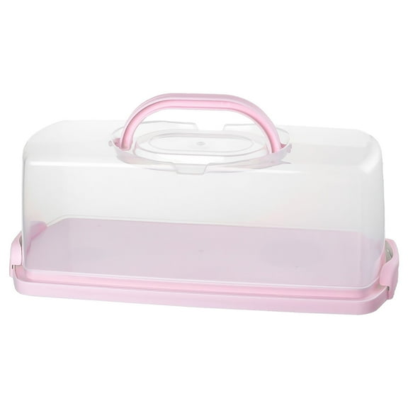 HOMEMAXS Portable Cake Box Toast Bread Wrapping Box Plastic Bread Container (Pink)