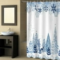 thumbnail image 3 of Christmas Shower Curtain for Bathroom, Blue Xmas Tree Forest Snowflakes Winter Waterproof Shower Curtain Decor, Premium 3M Scotchgard Fabric Christmas Shower Curtain for Bathtub Accessory, 72x84, 3 of 6