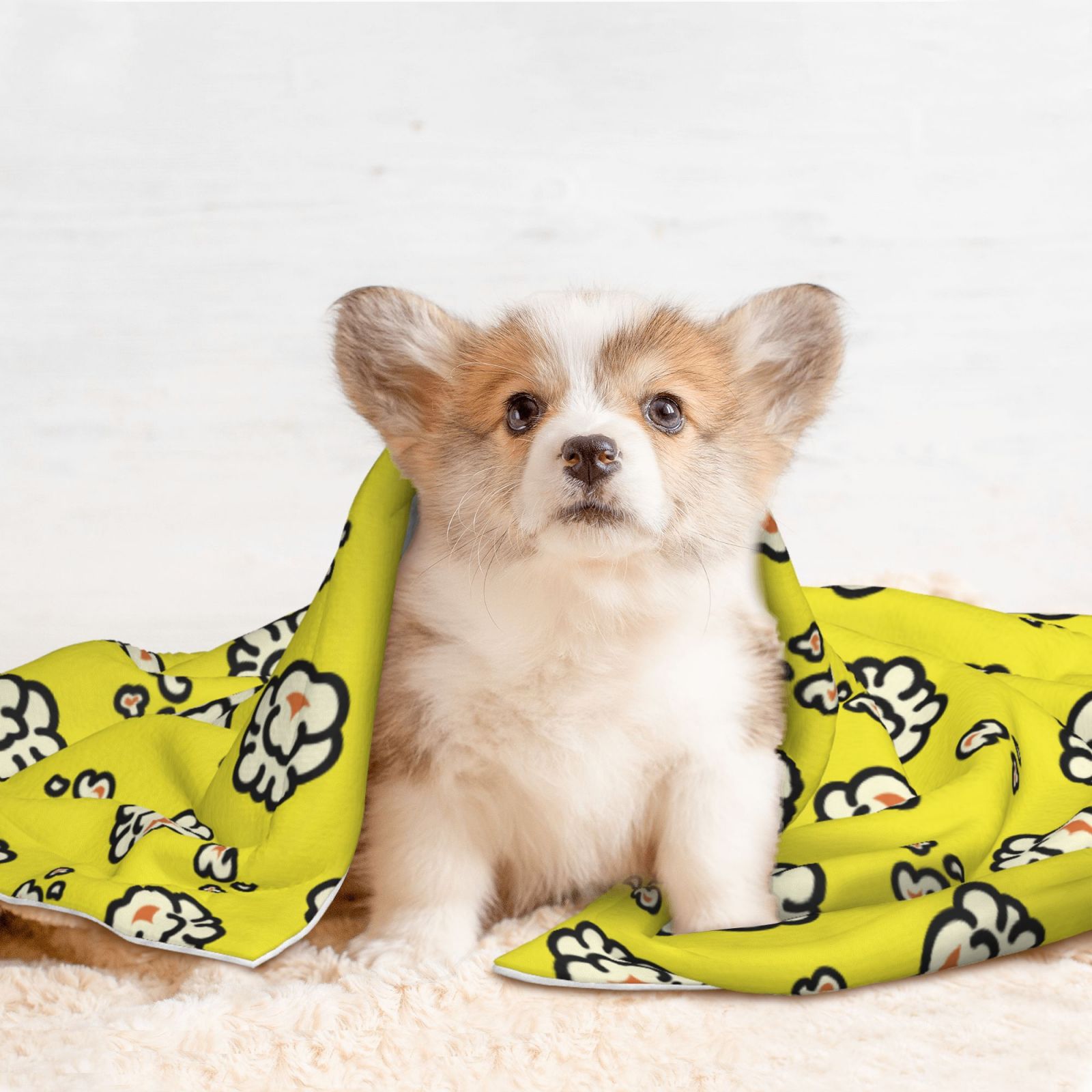Naloa White Popcorn Dog Blanket, 3 Sizes Cat Blanket for Indoor Cats Large Medium Small Dog Gifts-