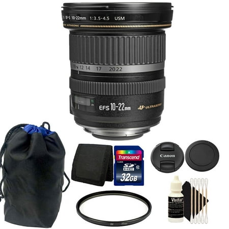 Canon EF-S 10-22mm f/3.5-4.5 USM Lens 32GB Accessory Kit for Canon DSLR
