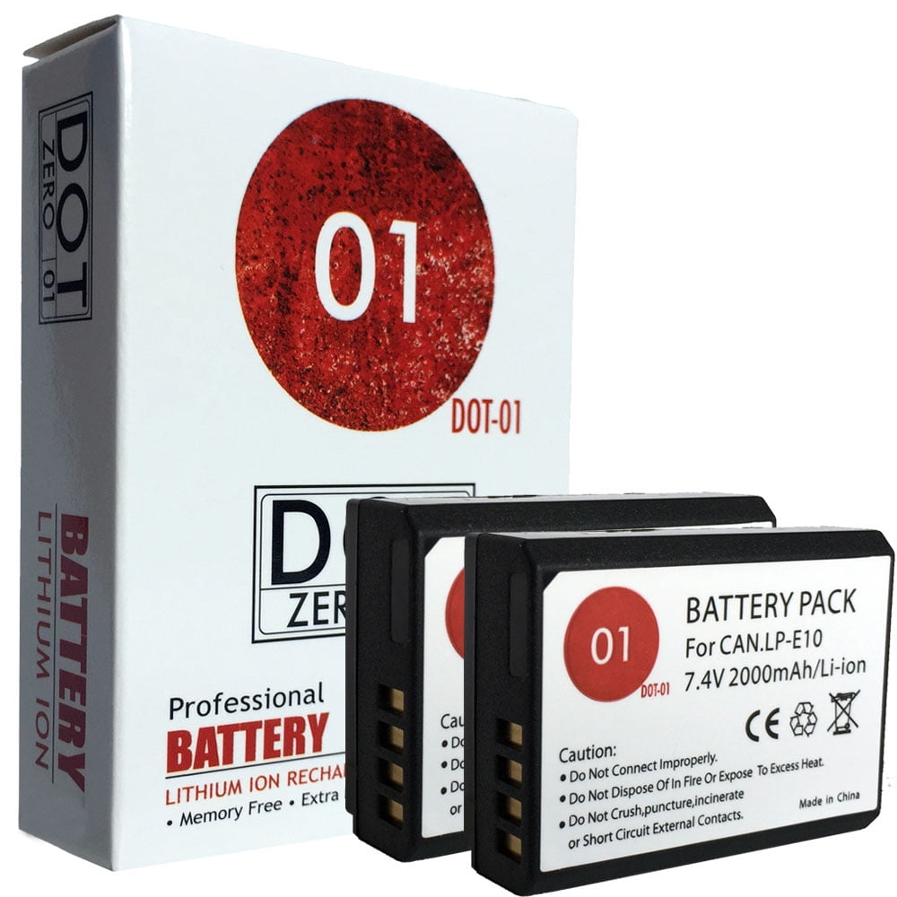 2x DOT01 Brand 2000 mAh Replacement Canon LPE10 Batteries for Canon
