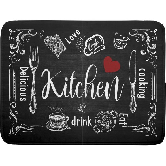 Black Coffee Bar Dish Drying Mats for Kitchen Counter 18x24 Inch, Kitchen Drying Mat, Kitchen Coffee Bar Dishes Pad Dish Drainer Rack Mats Absorbent Fast Dry Kitchen Accessories