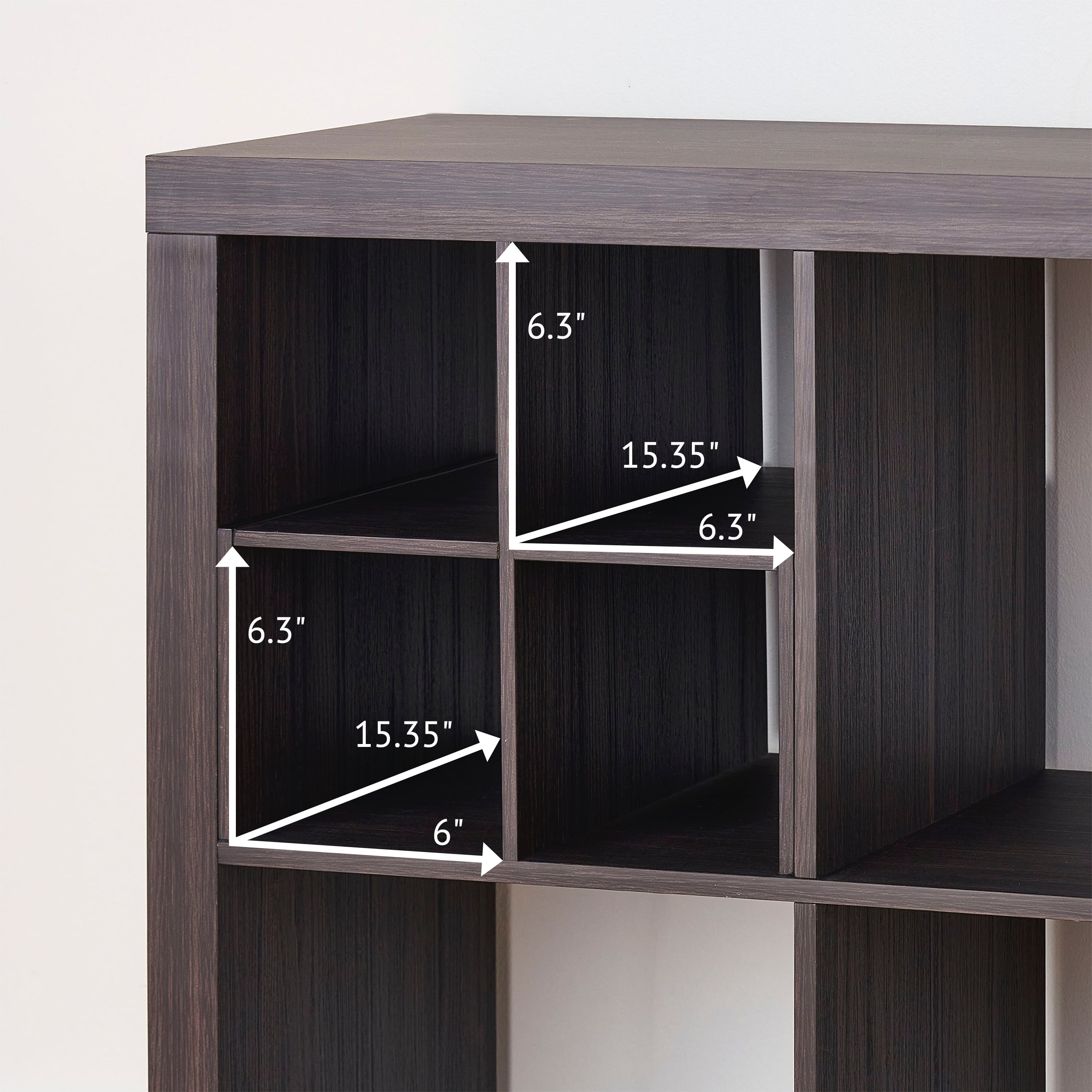 (3 pack) Better Homes & Gardens Quad Shelf Insert for Cube Organizers, Tobacco Oak