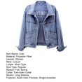 thumbnail image 7 of Women Jacket Turn-down Collar Long Sleeve Single-breasted Solid Color Buttons Embroidery Pockets Short Type Denim Hip Hop Streetwear Lady Coat, 7 of 7